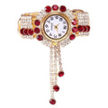 Women's Full Diamond Tassel Quartz Bracelet Watch