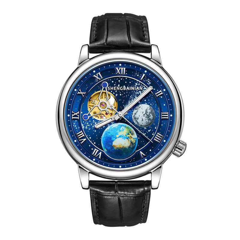 Luminous Men's Watch — Earth Starry Dial, Glow-in-the-Dark Hands | Bold Statement Timepiece