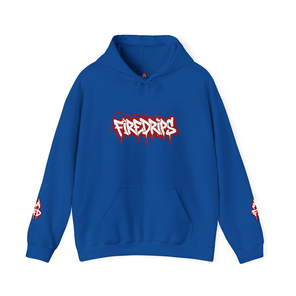 Hoodie - 'Fire Drips' Streetwear Hoodie with Dripping Graffiti & Back Graphic