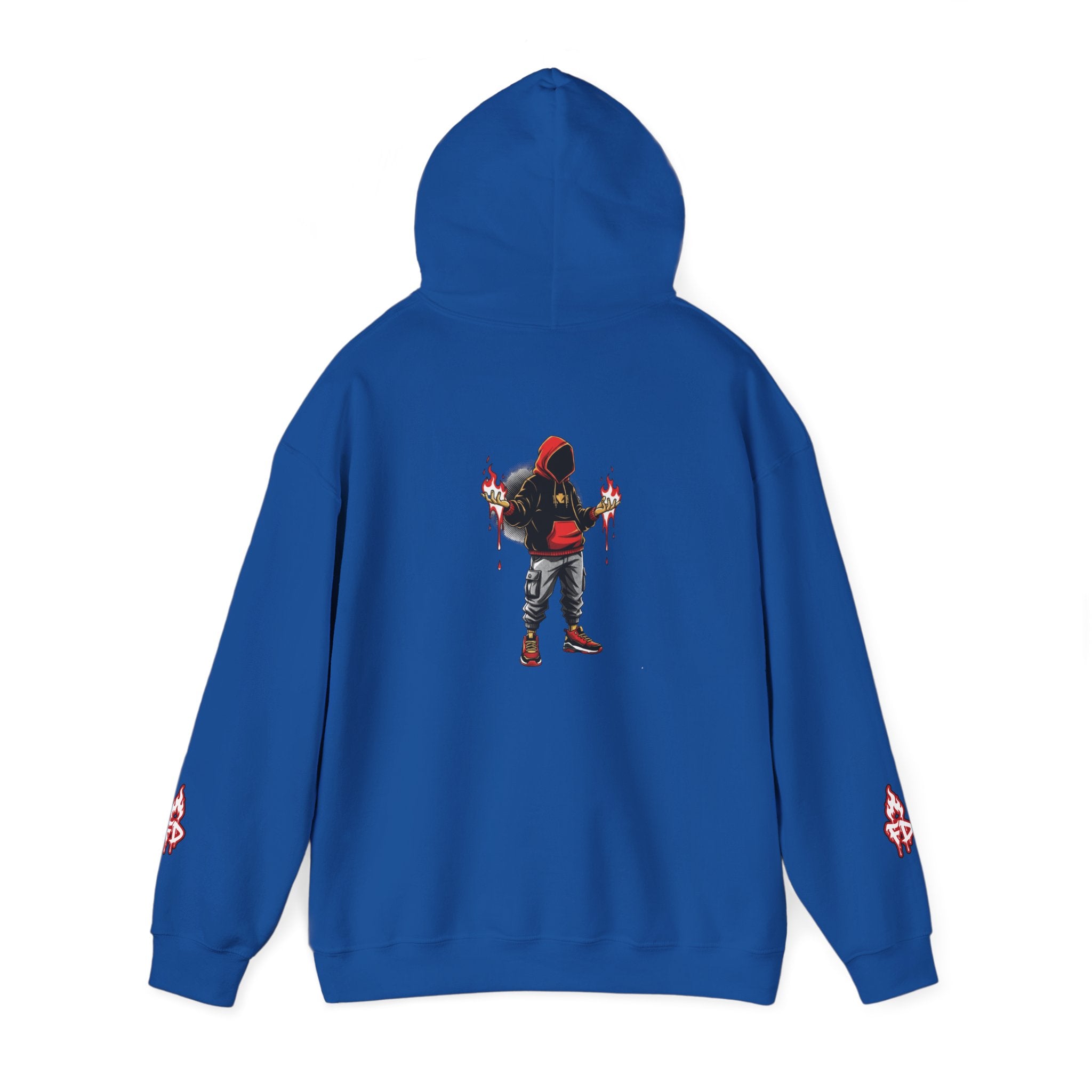 Hoodie - 'Fire Drips' Streetwear Hoodie with Dripping Graffiti & Back Graphic