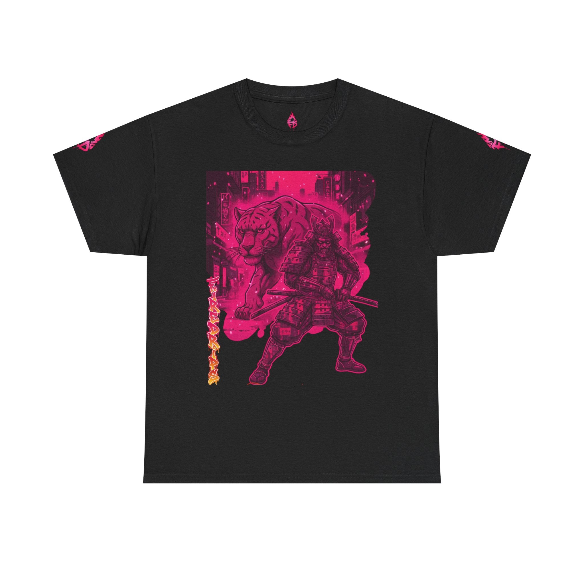 Samurai Tiger Neon Pink Graphic Tee — FireDrips Warrior Streetwear