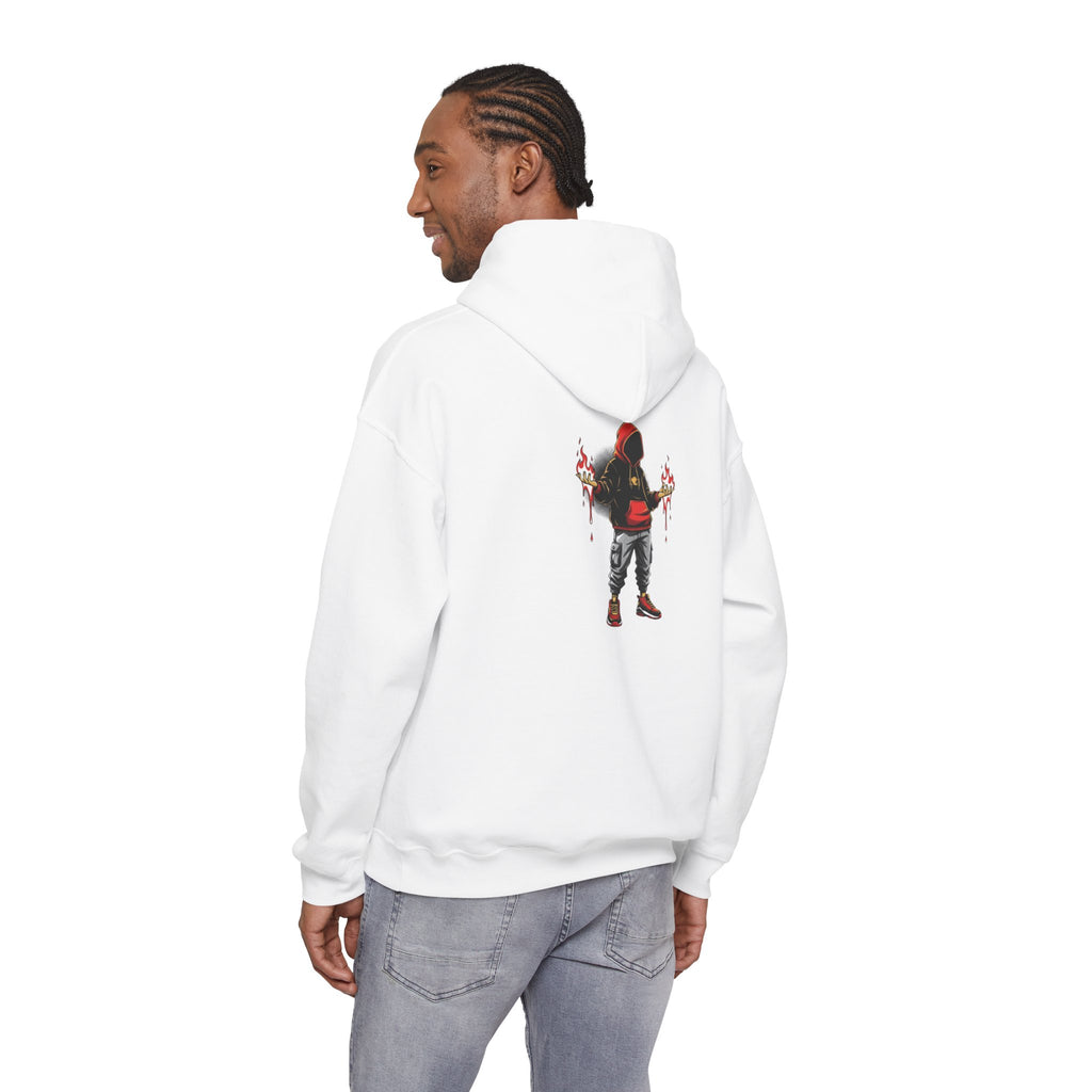 Hoodie - 'Fire Drips' Streetwear Hoodie with Dripping Graffiti & Back Graphic