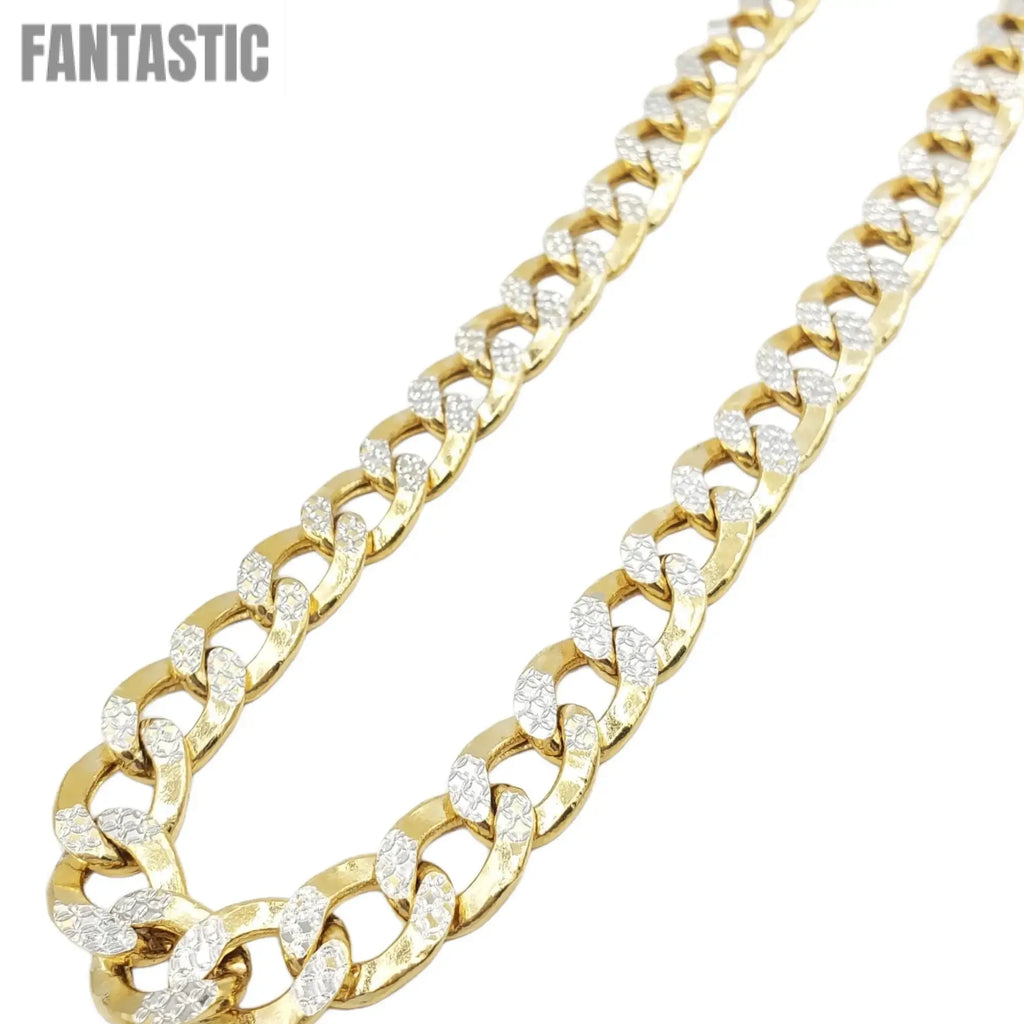 10K Gold- Hollow Cuban Link Diamond Cut (Pave) Chain