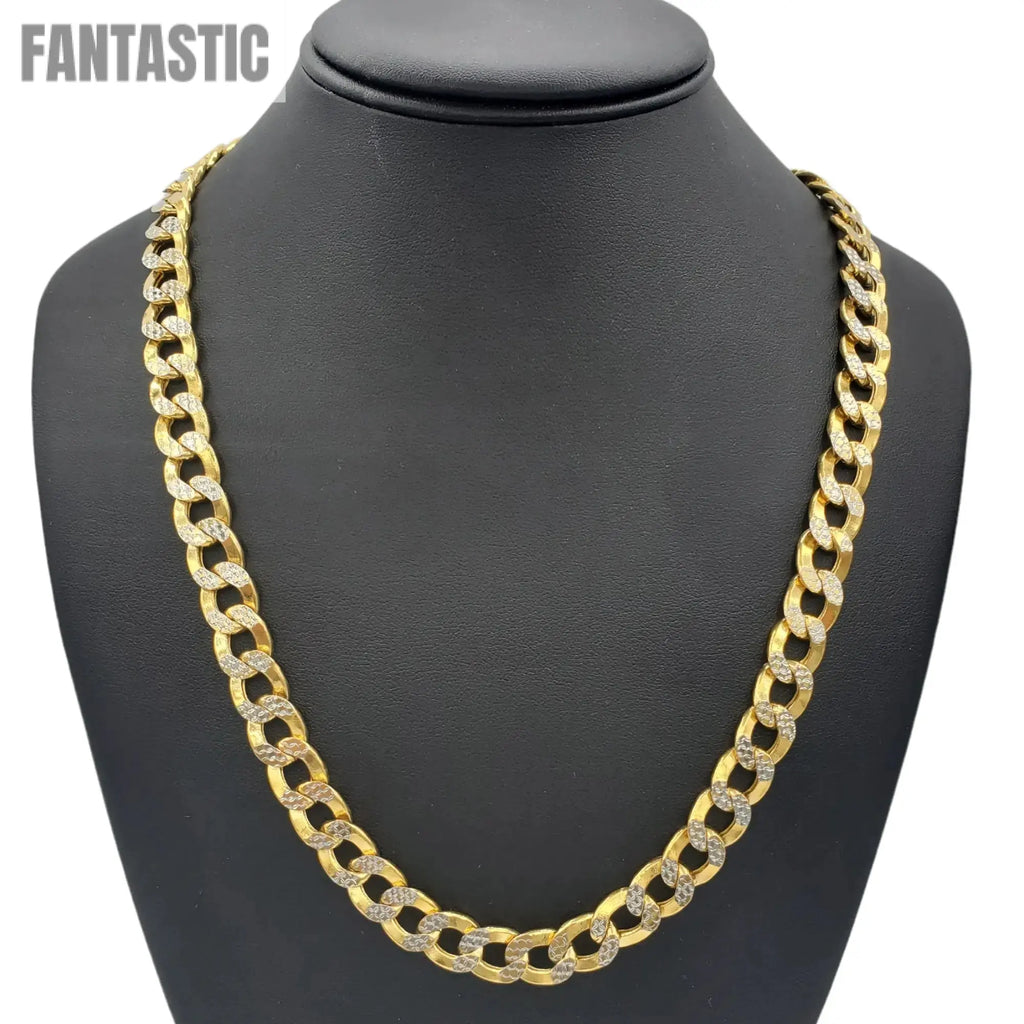 10K Gold- Hollow Cuban Link Diamond Cut (Pave) Chain