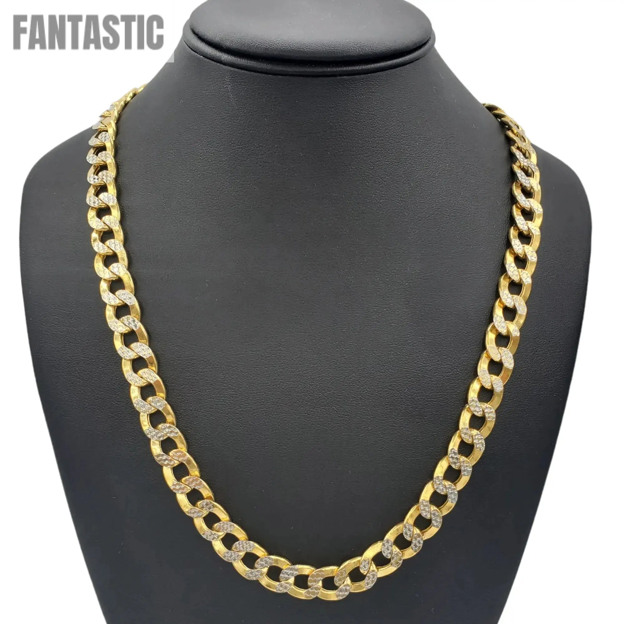 10K Gold- Hollow Cuban Link Diamond Cut (Pave) Chain