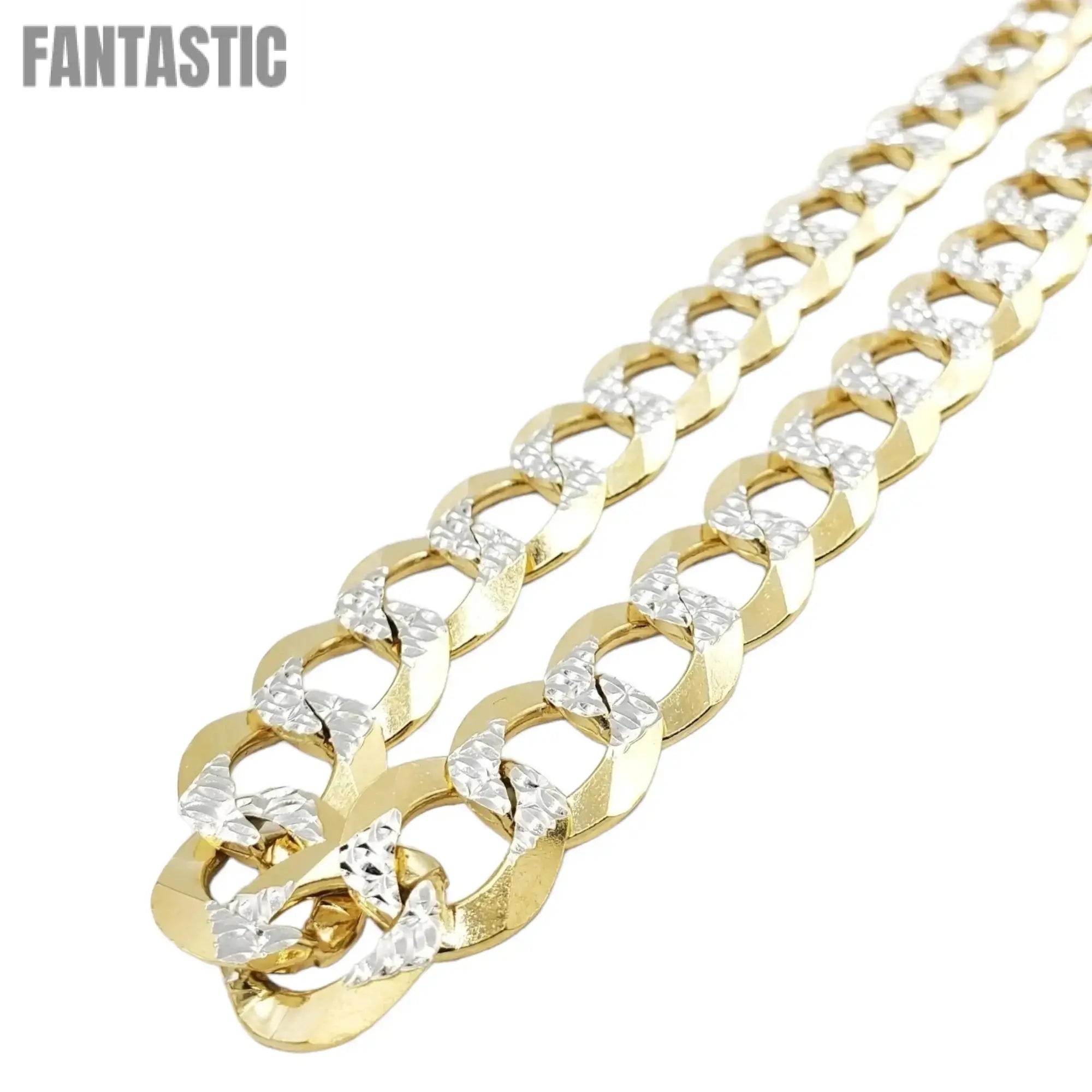 10K Solid Gold Diamond-Cut Pave Cuban Link Chain