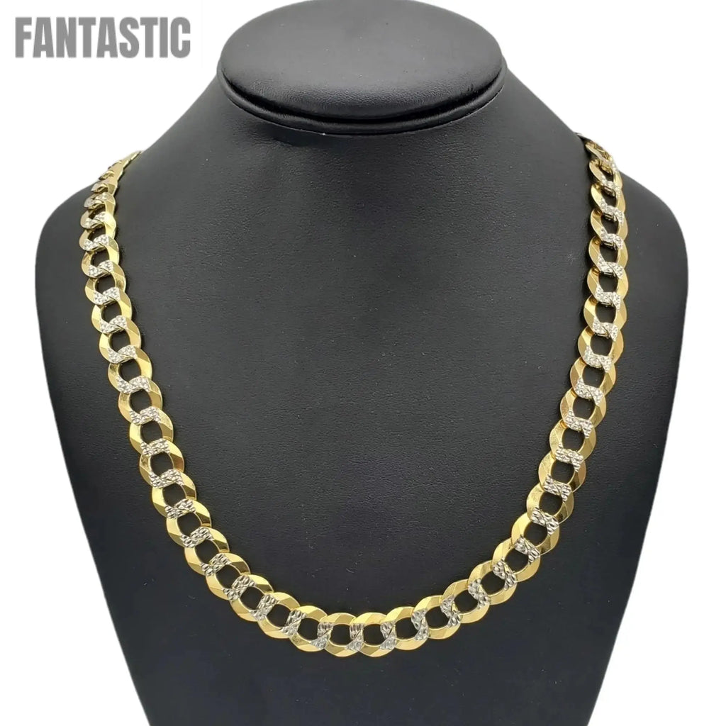 10K Solid Gold Diamond-Cut Pave Cuban Link Chain