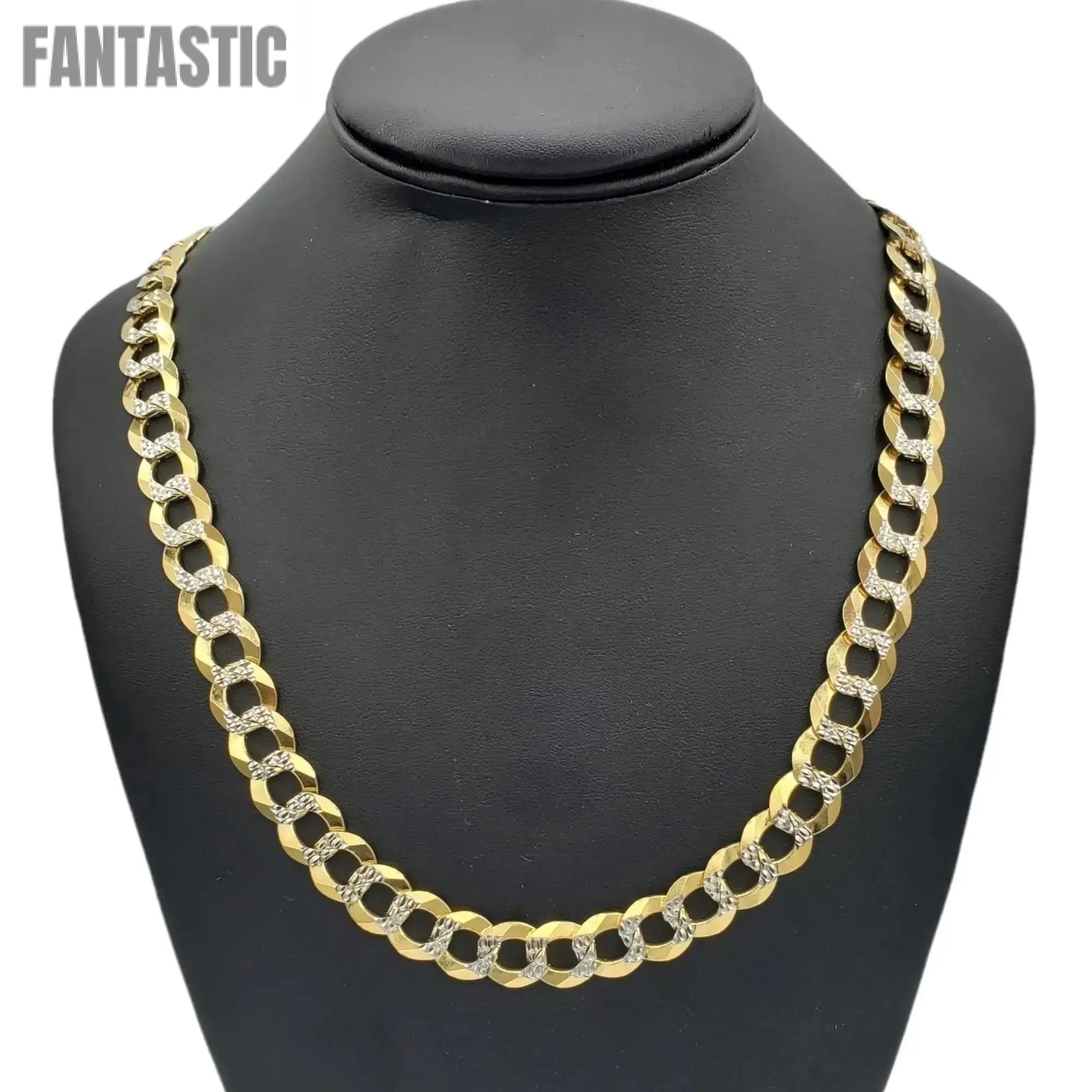 10K Solid Gold Diamond-Cut Pave Cuban Link Chain