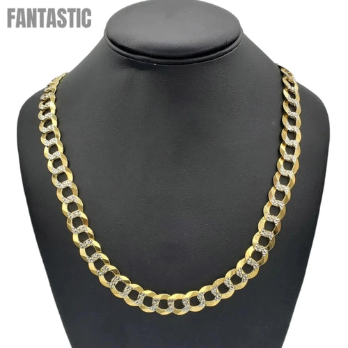 10K Solid Gold Diamond-Cut Pave Cuban Link Chain