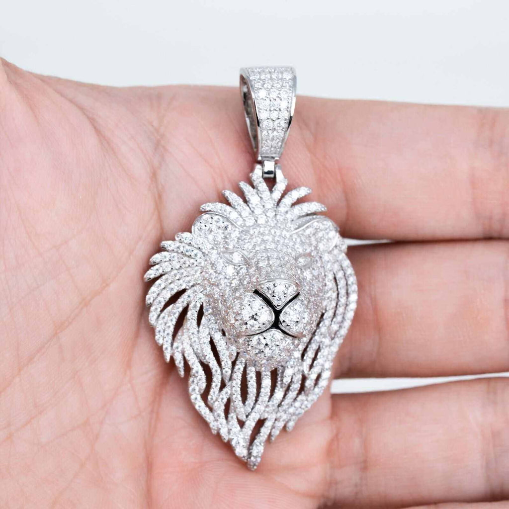 Lion Head Pendant Necklace — Moissanite 925 Sterling Silver Iced Out Street-Luxury Jewelry