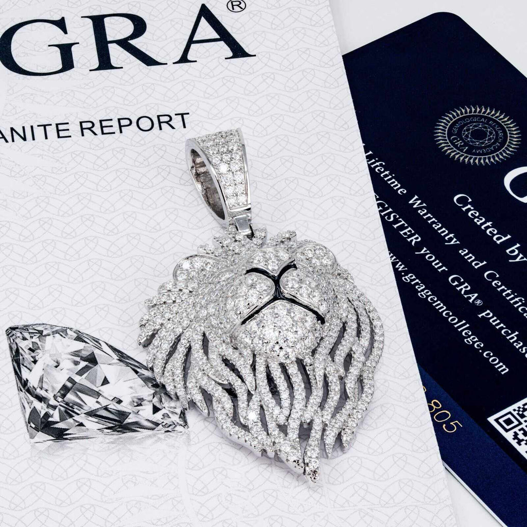 Lion Head Pendant Necklace — Moissanite 925 Sterling Silver Iced Out Street-Luxury Jewelry