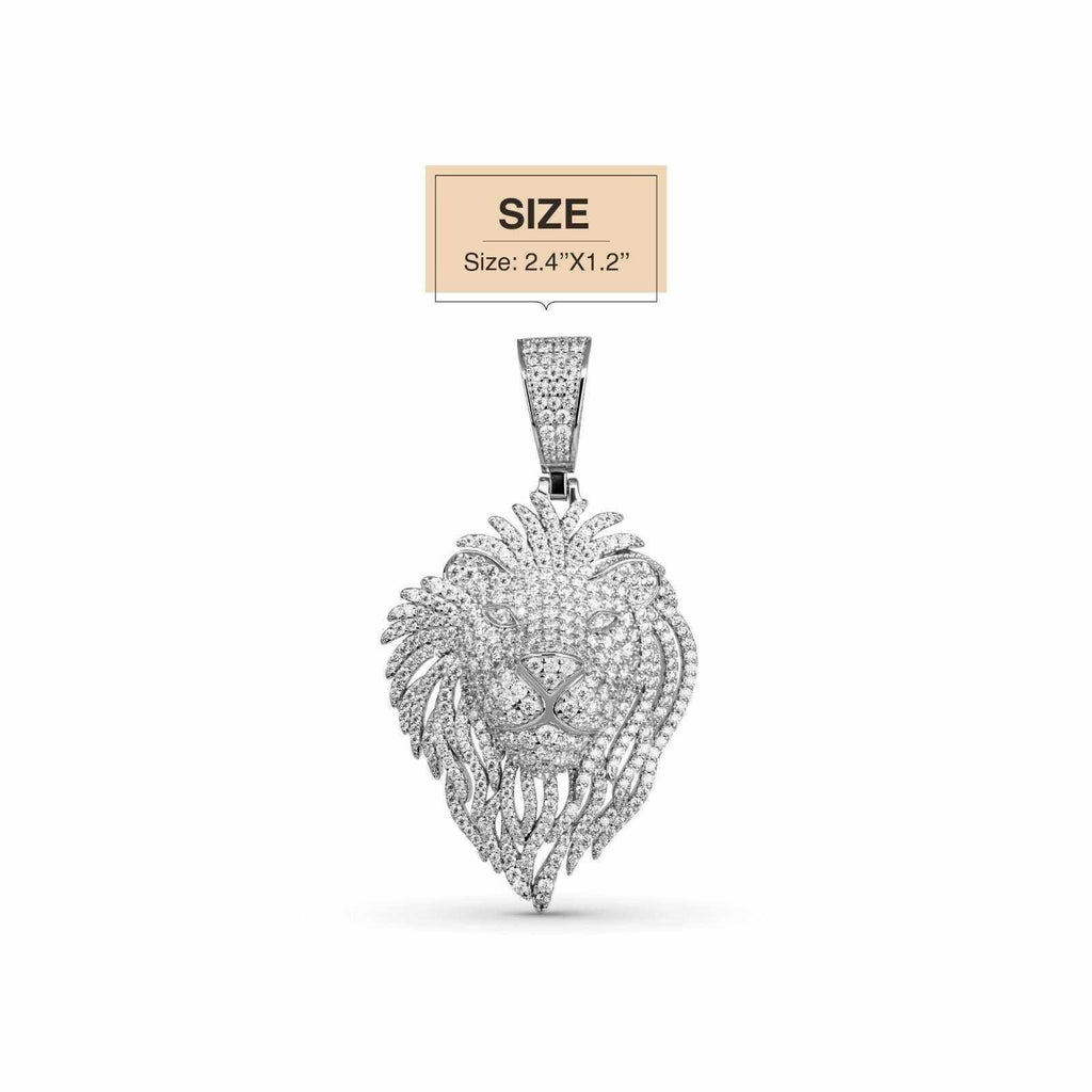 Lion Head Pendant Necklace — Moissanite 925 Sterling Silver Iced Out Street-Luxury Jewelry