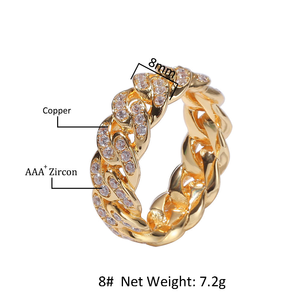 8mm Cuban Link Zirconia Ring