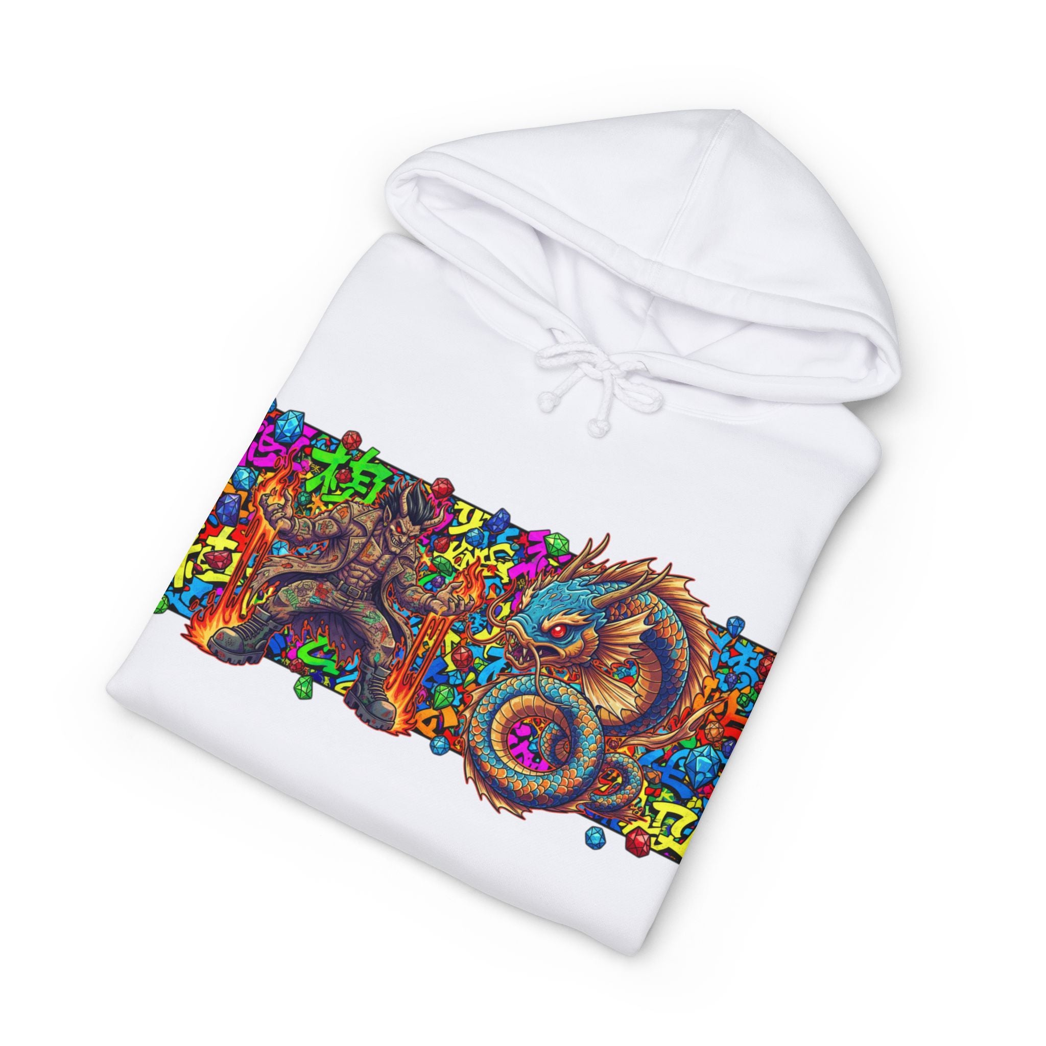 Psychedelic Dragon Hoodie — Vibrant Trippy Asian Dragon Graphic Hooded Sweatshirt