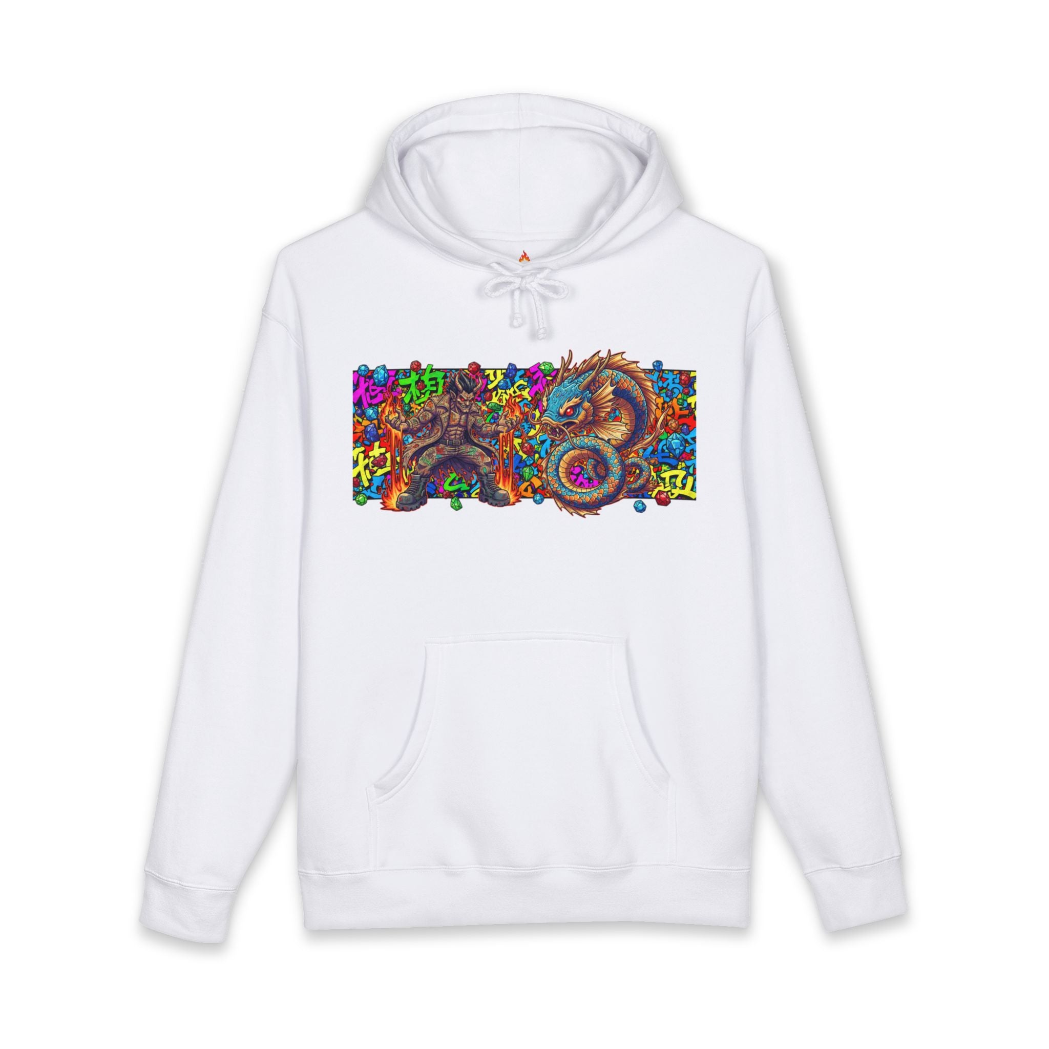 Psychedelic Dragon Hoodie — Vibrant Trippy Asian Dragon Graphic Hooded Sweatshirt