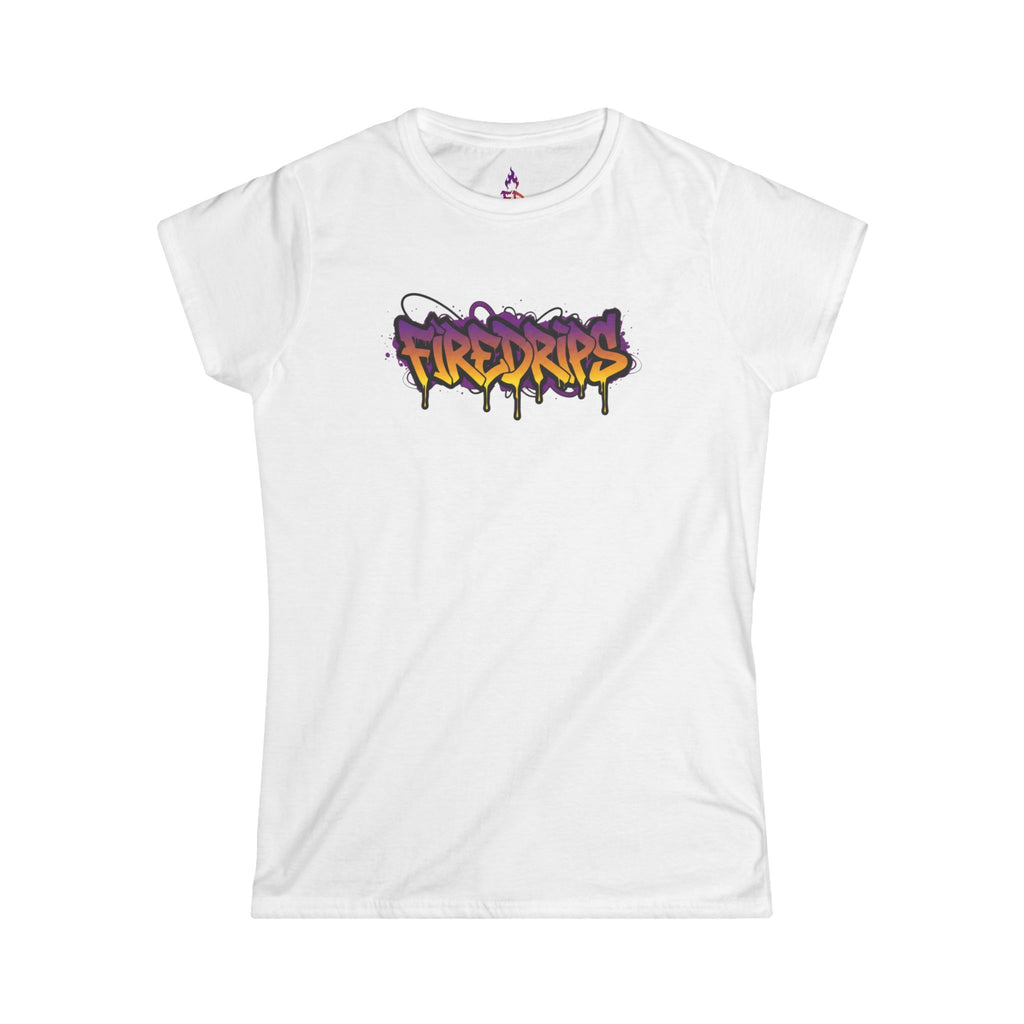 FireDrips Graffiti Logo & Flaming Cross Angel Wings Graphic Tee