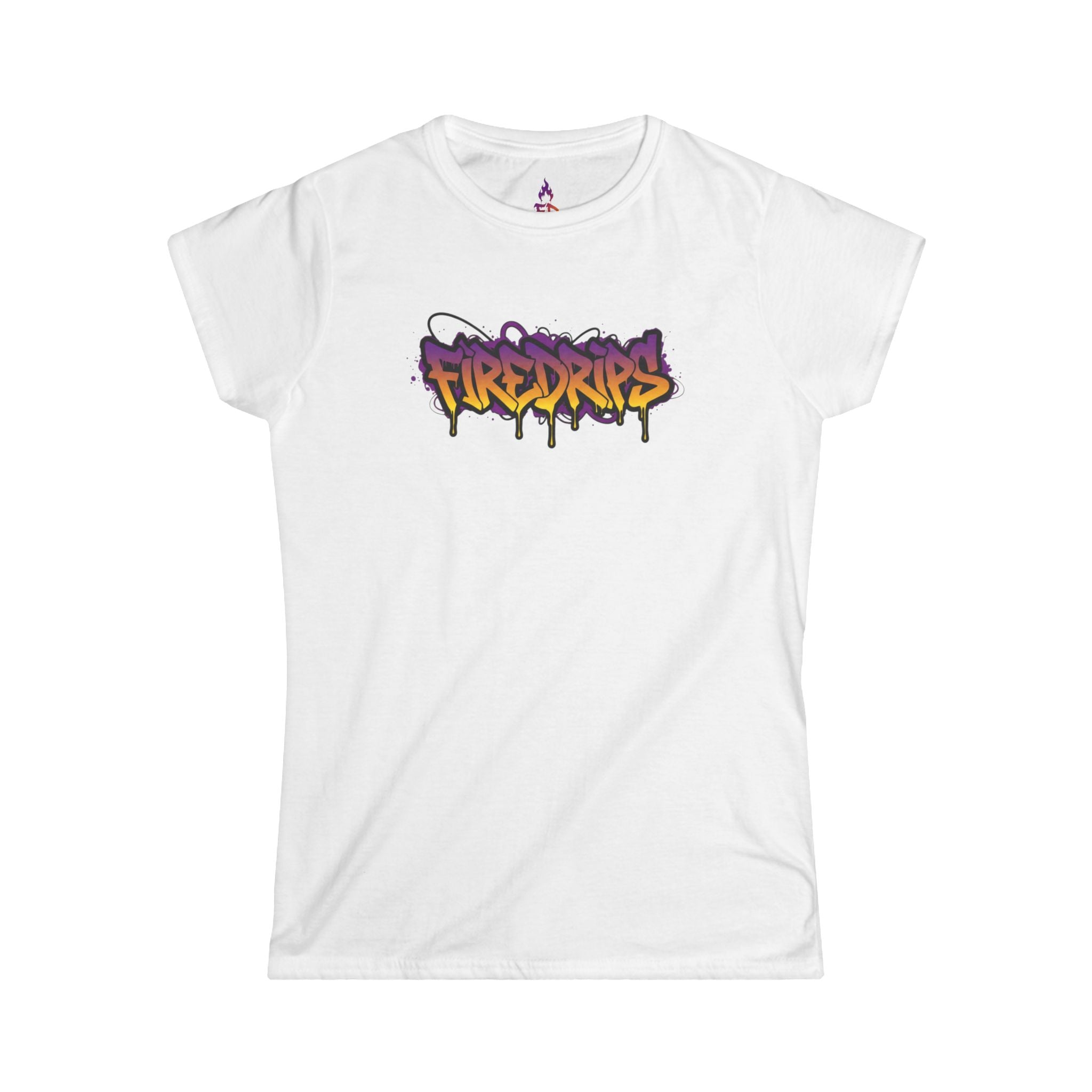 FireDrips Graffiti Logo & Flaming Cross Angel Wings Graphic Tee