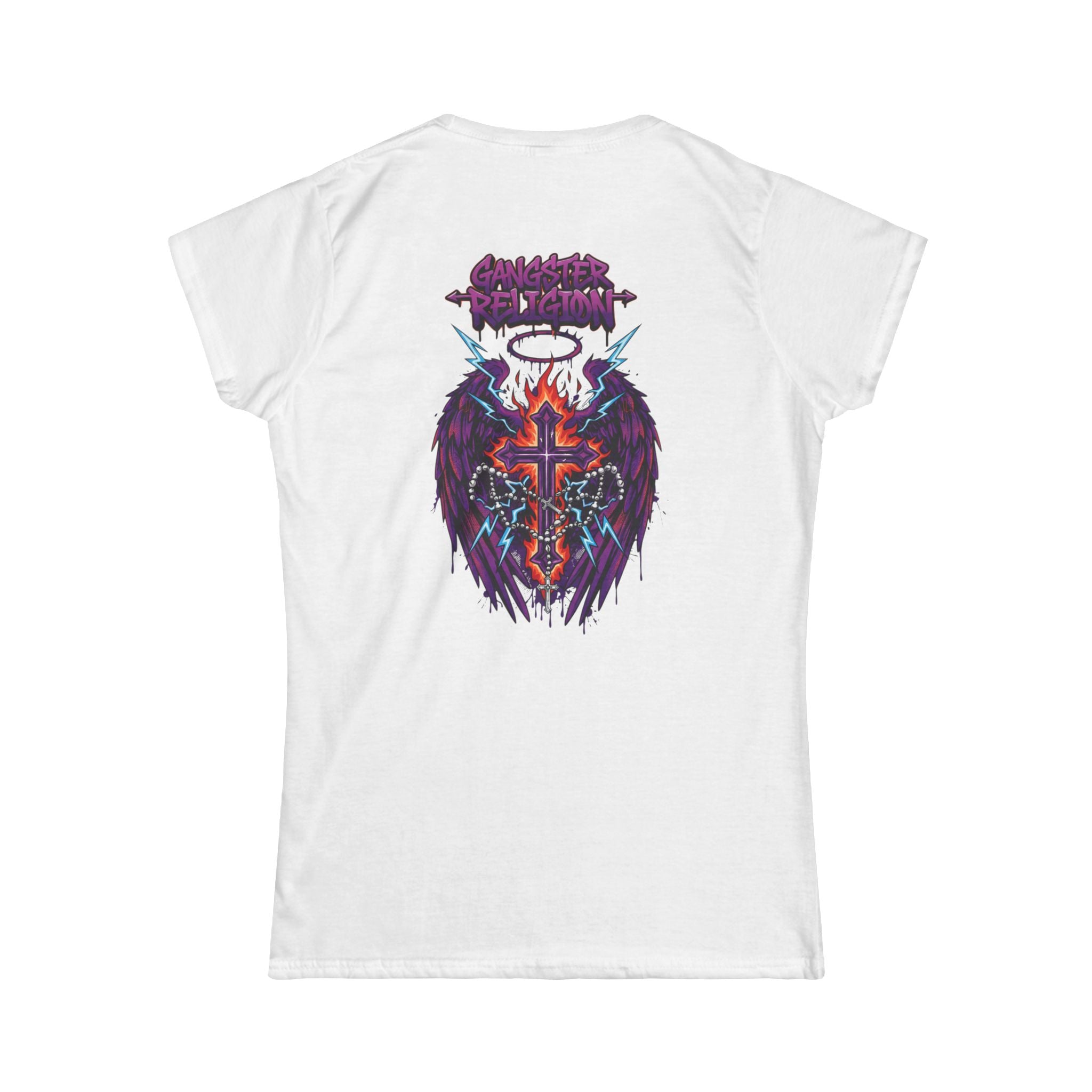 FireDrips Graffiti Logo & Flaming Cross Angel Wings Graphic Tee