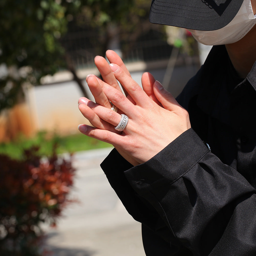 Hip-hop style zircon rotating Cuban ring
