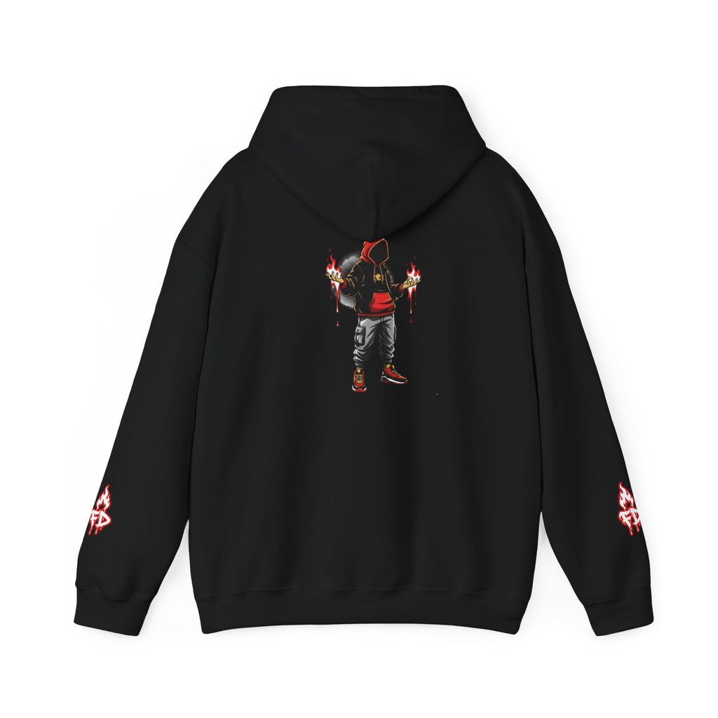 Hoodie - 'Fire Drips' Streetwear Hoodie with Dripping Graffiti & Back Graphic