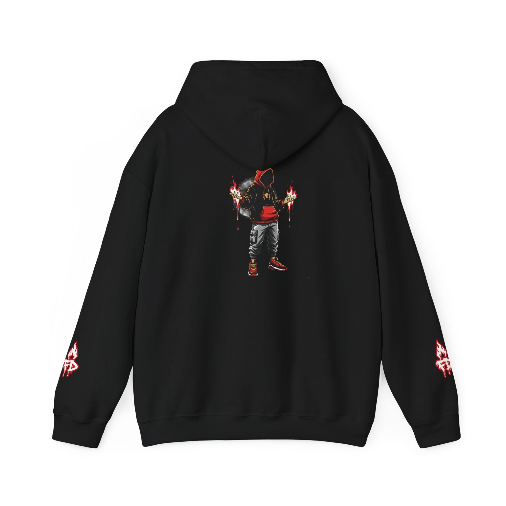 Hoodie - 'Fire Drips' Streetwear Hoodie with Dripping Graffiti & Back Graphic