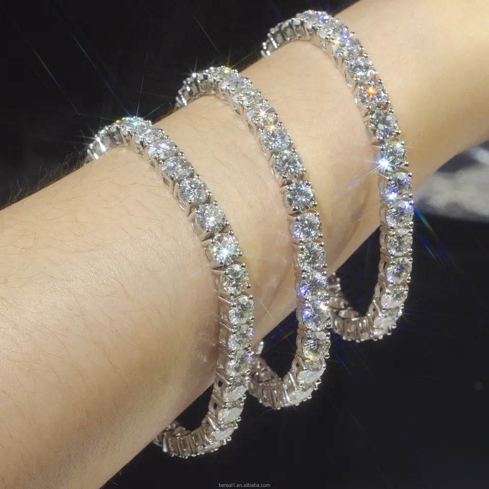 VVS1 Moissanite Tennis Chain & Bracelet – S925 Silver & 14K Gold Plated
