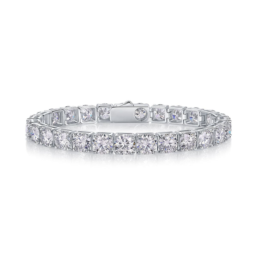 Large Gravitational Pull Moissanite Bracelet Set — S925 Silver-Plated Platinum, Light Luxury Women's Jewelry