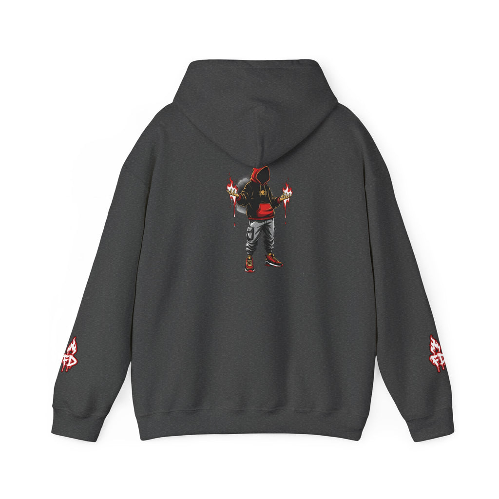 Hoodie - 'Fire Drips' Streetwear Hoodie with Dripping Graffiti & Back Graphic