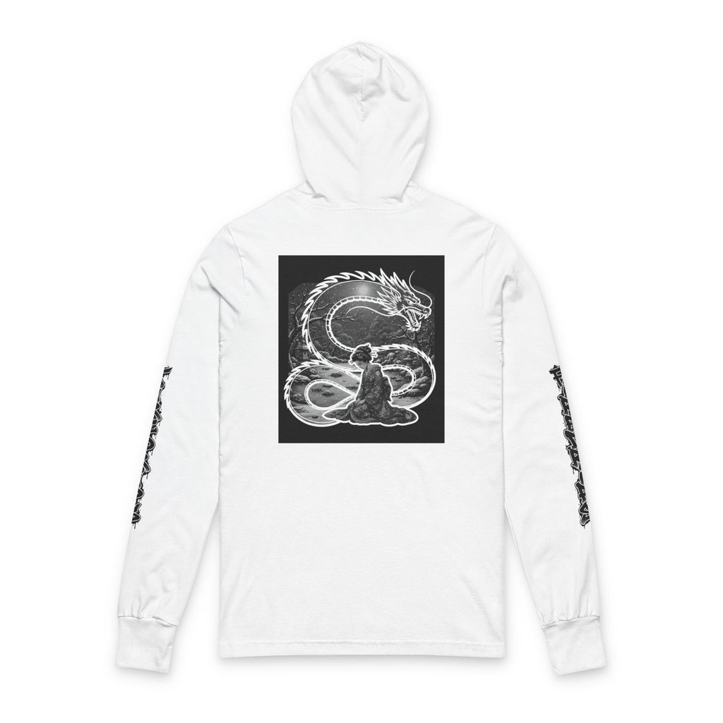 Dragon & Geisha Hooded Long Sleeve Tee — Monochrome Serpent Back Print