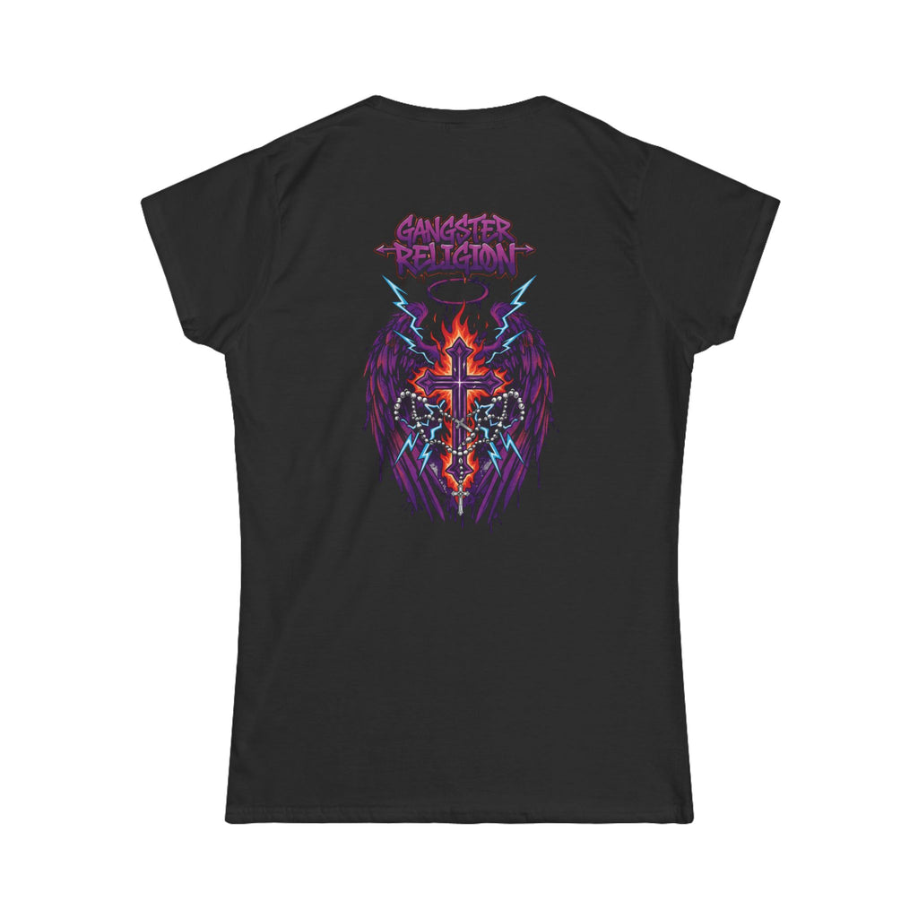 FireDrips Graffiti Logo & Flaming Cross Angel Wings Graphic Tee
