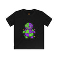 Kids T-Shirt — Colorful Creepy Voodoo Doll Graphic Tee (Green & Purple)