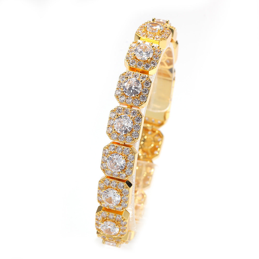 12.5MM Micro-Inlaid Zircon Rock Candy Hip-Hop Bracelet.