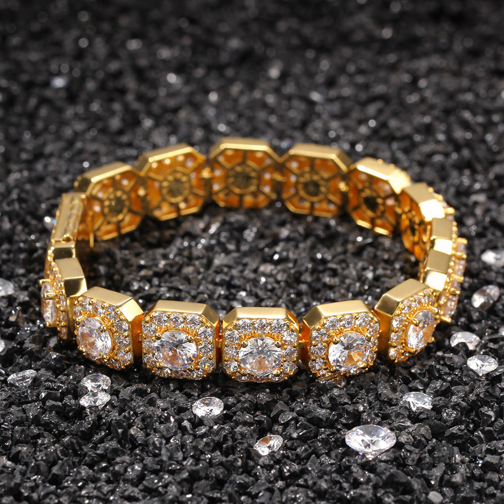 12.5MM Micro-Inlaid Zircon Rock Candy Hip-Hop Bracelet.