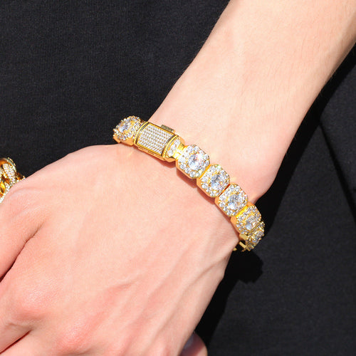 12.5MM Micro-Inlaid Zircon Rock Candy Hip-Hop Bracelet.