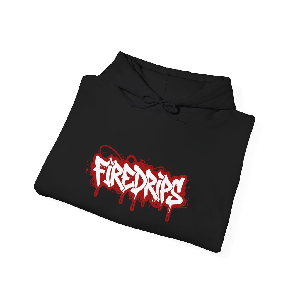 Hoodie - 'Fire Drips' Streetwear Hoodie with Dripping Graffiti & Back Graphic