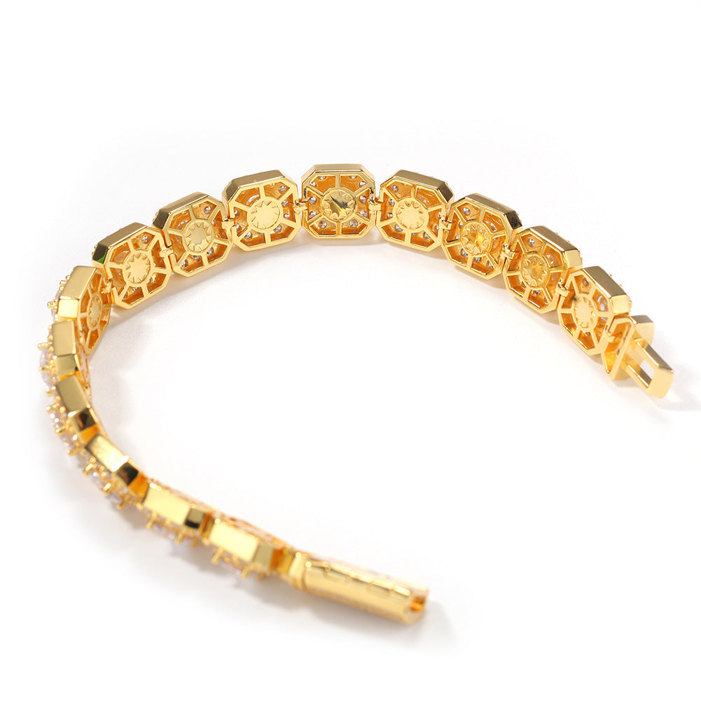 12.5MM Micro-Inlaid Zircon Rock Candy Hip-Hop Bracelet.