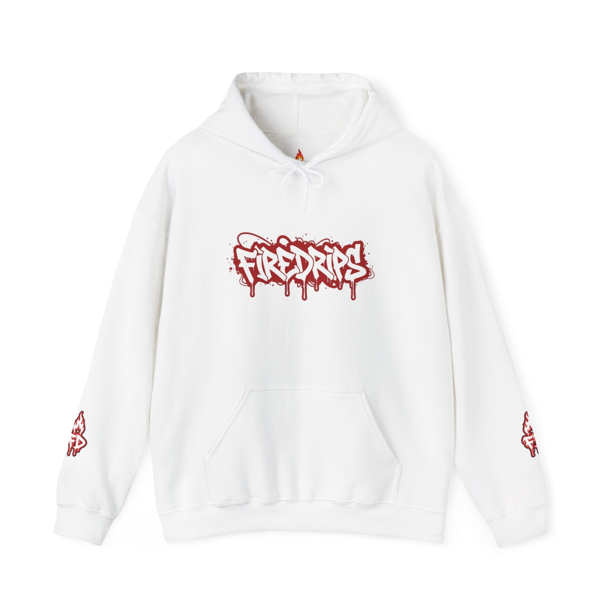 Hoodie - 'Fire Drips' Streetwear Hoodie with Dripping Graffiti & Back Graphic