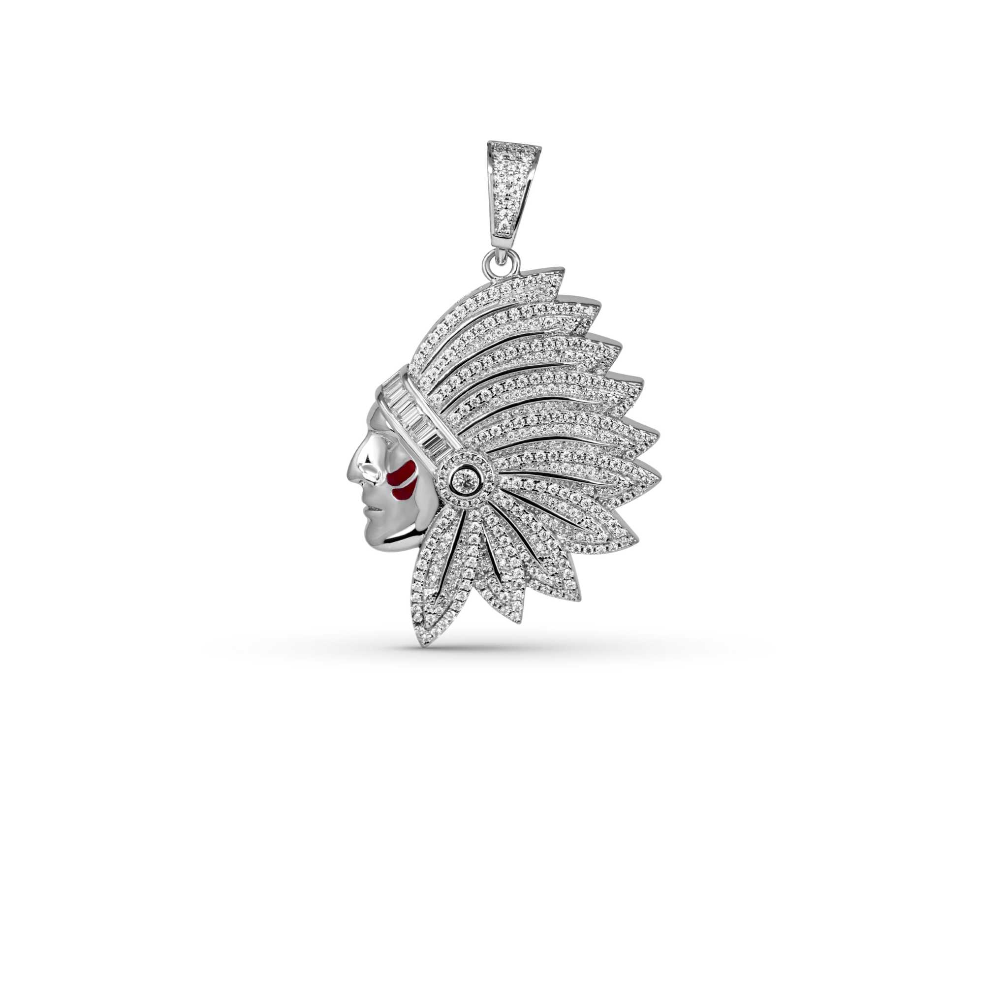 Native American Chief Moissanite Pendant in 925 Sterling Silver