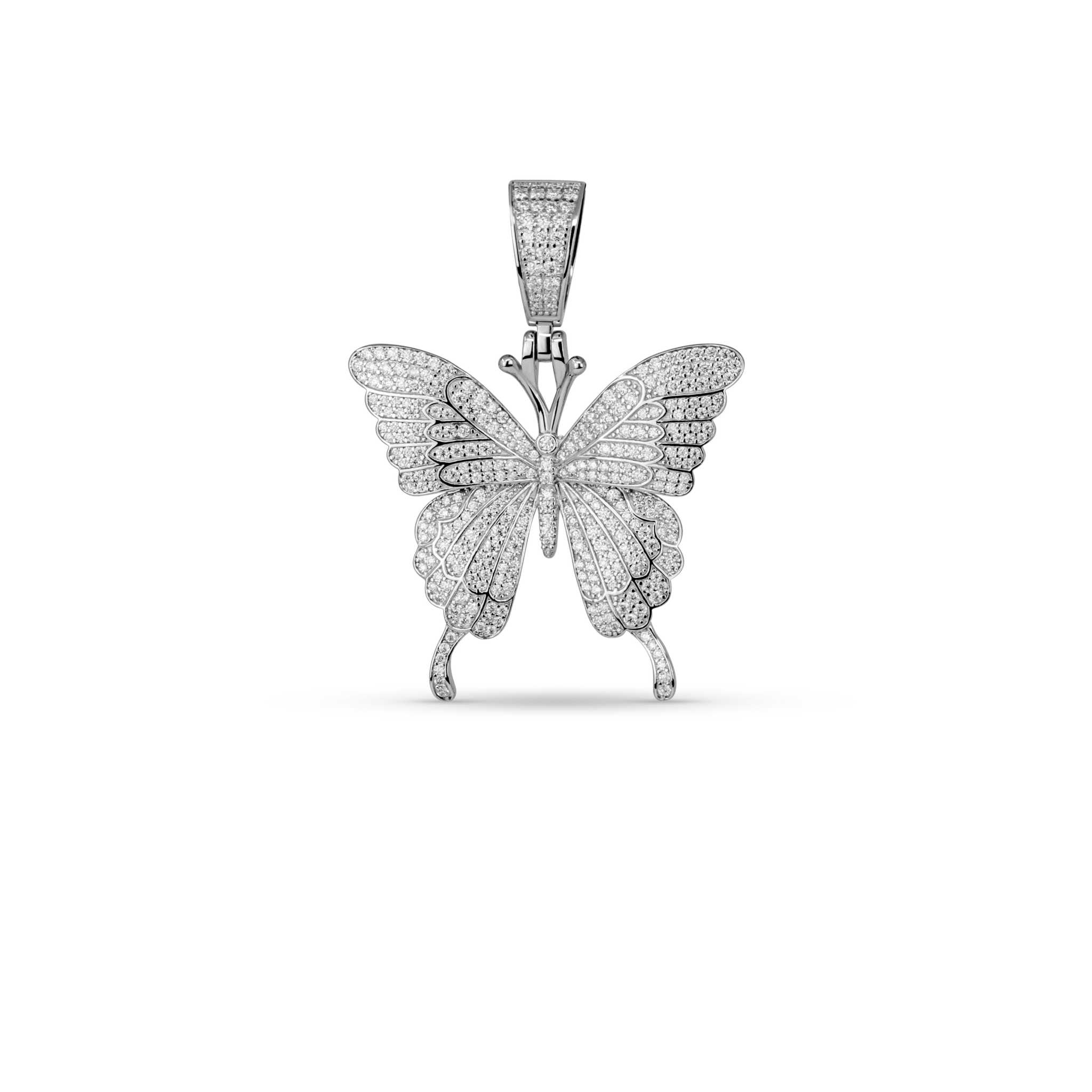 Women's Moissanite Butterfly Pendant in 925 Sterling Silver