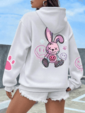 Women's Oversized Hip-Hop Graphic Fleece Hoodie