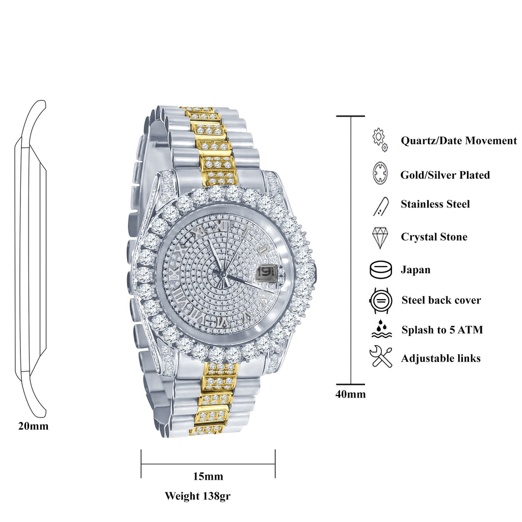 Forte Stainless Steel CZ-Encrusted Watch