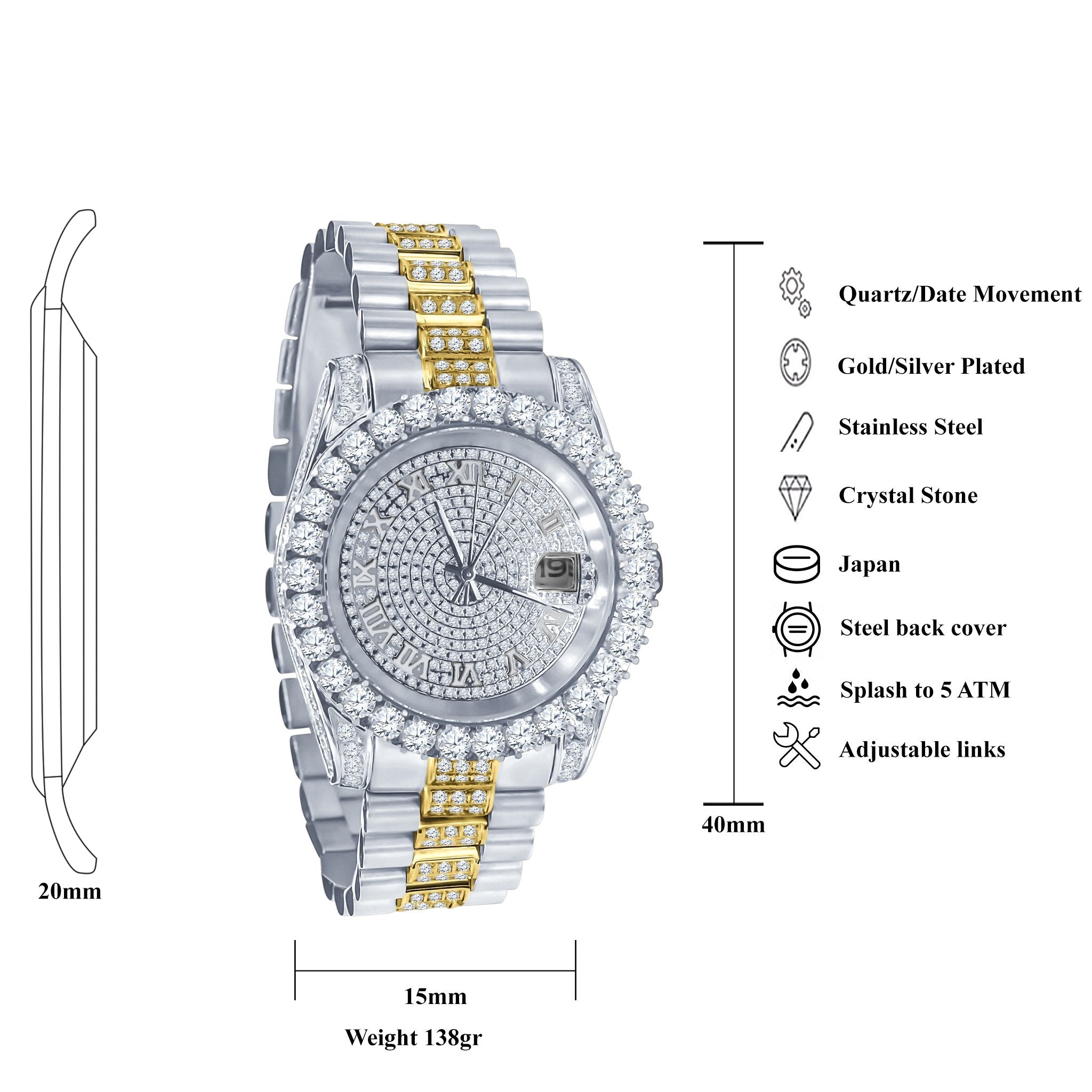Forte Stainless Steel CZ-Encrusted Watch