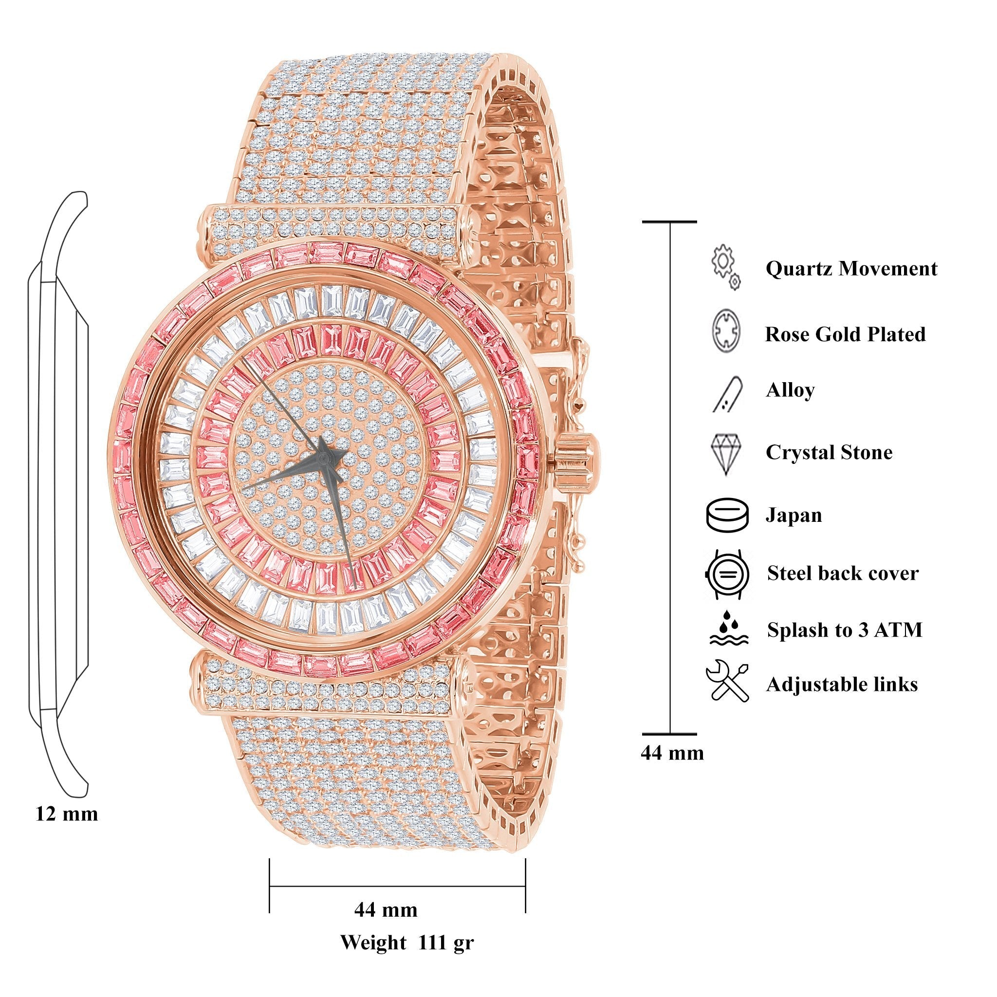 Pink Ice – Full CZ Iced-Out Statement Watch