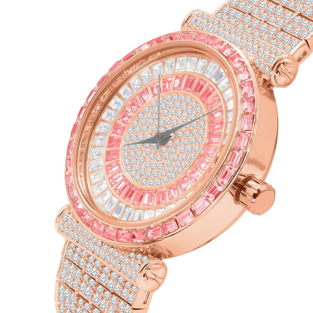 Pink Ice – Full CZ Iced-Out Statement Watch