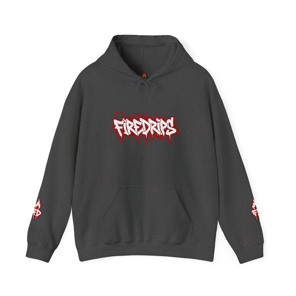 Hoodie - 'Fire Drips' Streetwear Hoodie with Dripping Graffiti & Back Graphic