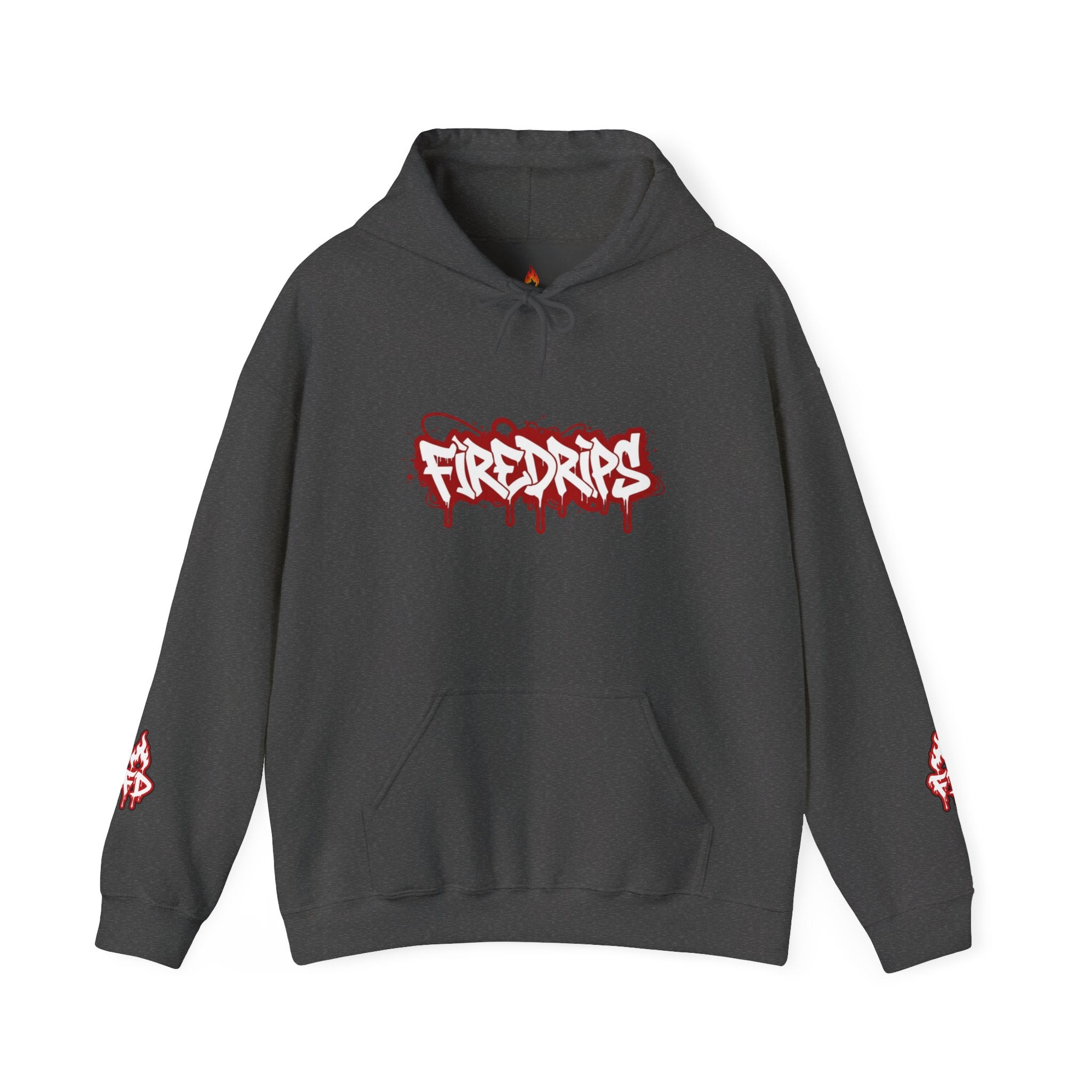 Hoodie - 'Fire Drips' Streetwear Hoodie with Dripping Graffiti & Back Graphic