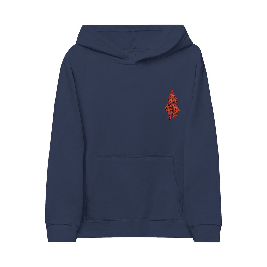 Kids Hoodie — Embroidered Flaming 'FD' Logo Youth Fleece Pullover