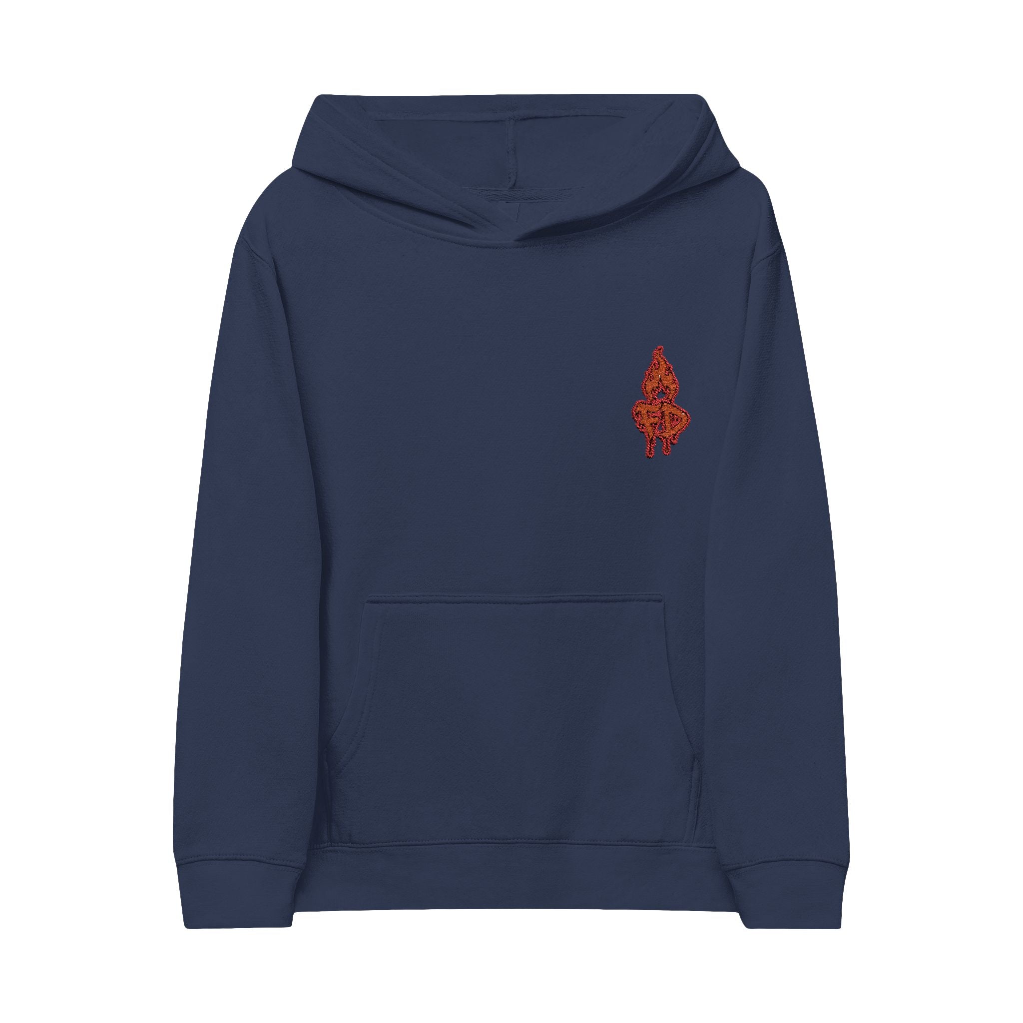 Kids Hoodie — Embroidered Flaming 'FD' Logo Youth Fleece Pullover