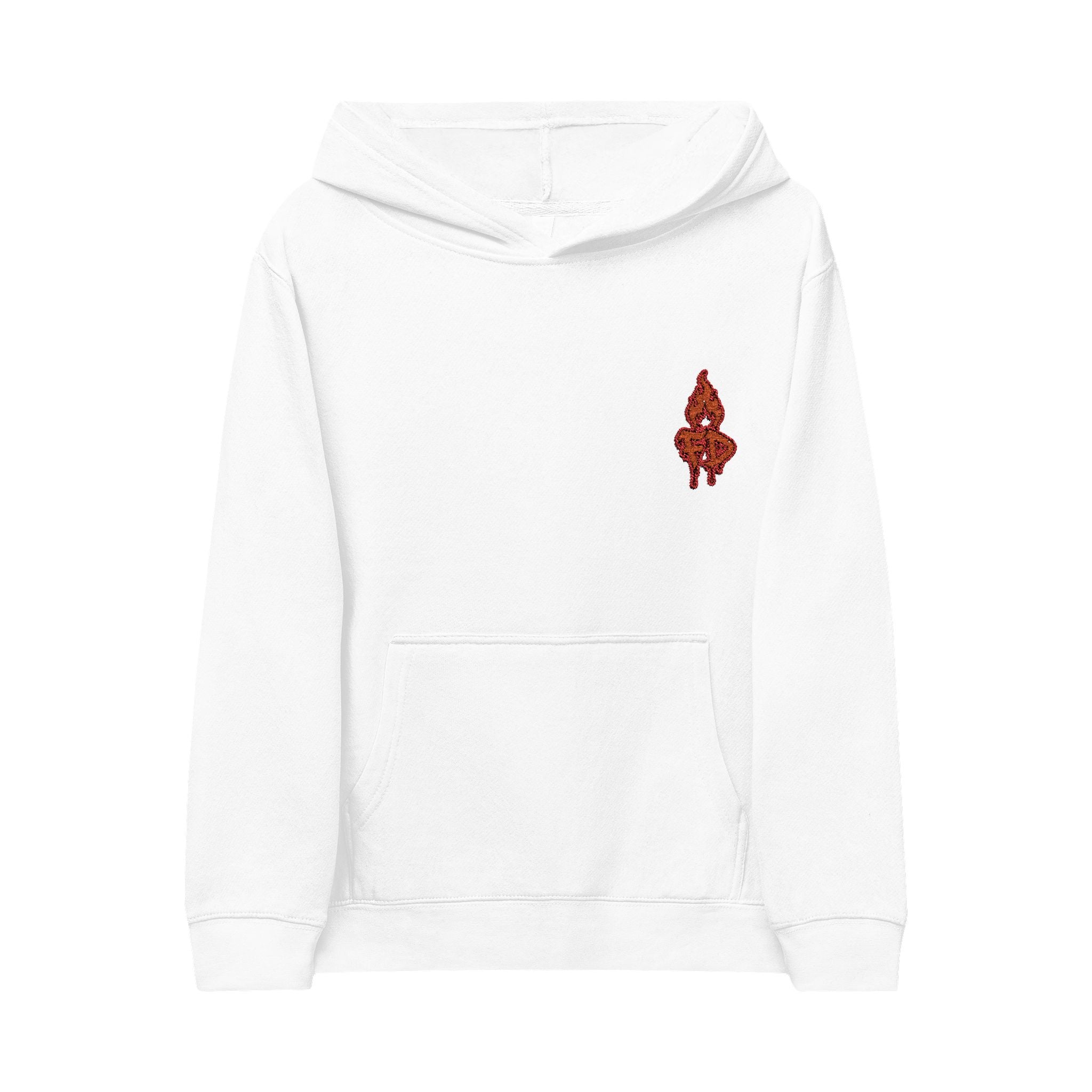 Kids Hoodie — Embroidered Flaming 'FD' Logo Youth Fleece Pullover