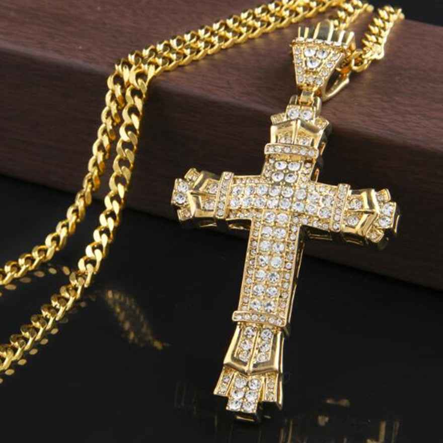 Iced Out Cross Necklace for Men — Sparkling CZ Cross Pendant | Bold Hip Hop Statement Chain
